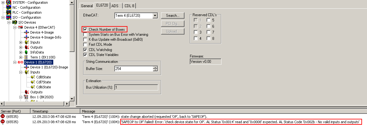 Preparing a terminal configuration with EL6720 10: