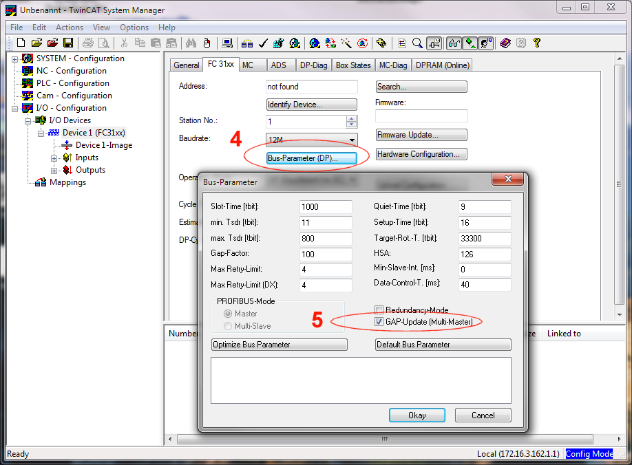 Configuring a fieldbus master 3:
