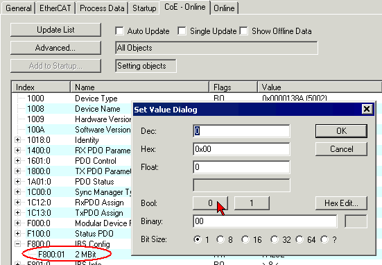 Changing the Interbus baud rate 1: