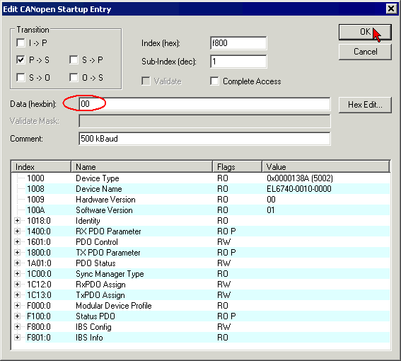 Changing the Interbus baud rate 3: