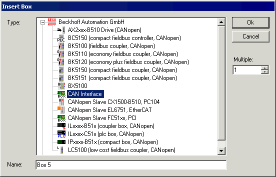 Configuration by means of the TwinCAT System Manager 6: