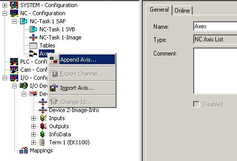 Integration into the NC configuration 4: