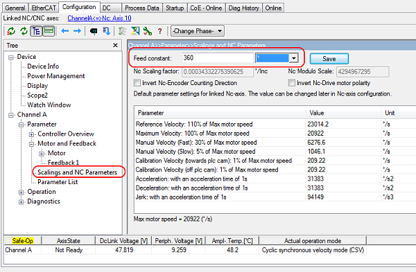 Settings with the Drive Manager 7: