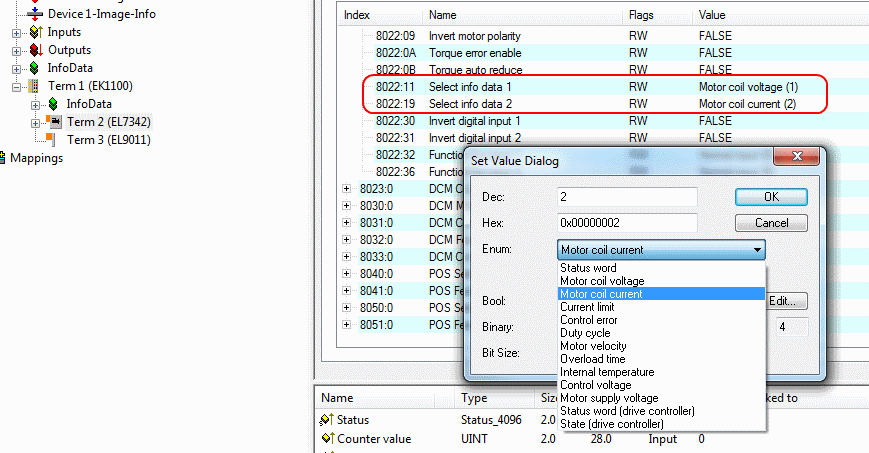 Select info data 1: