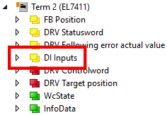 Switching signal from a digital input of the EL7411 3: