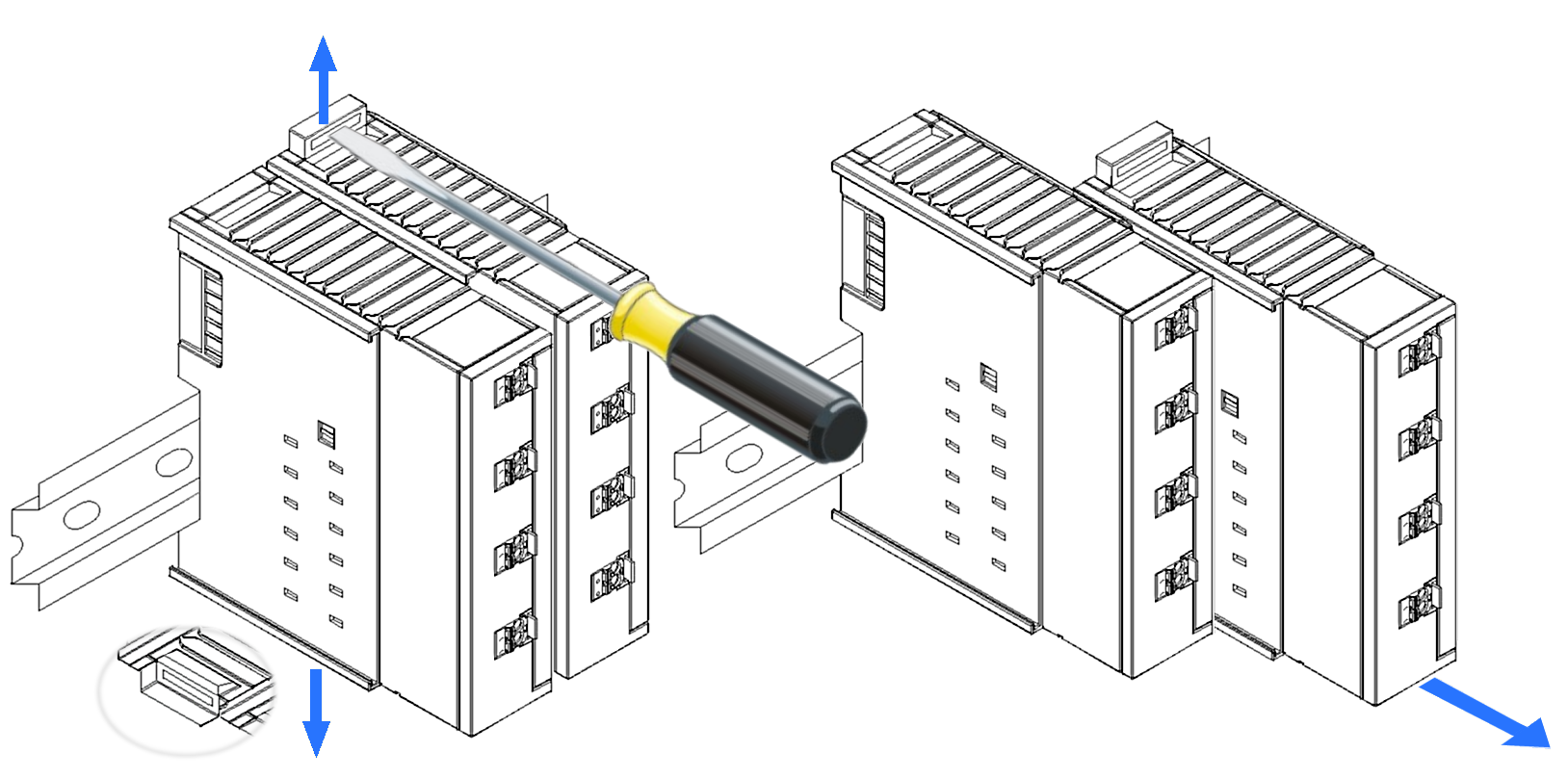 ELM/EKM terminal mounting on DIN rail 4: