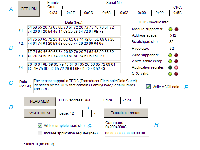 Sample program 10 (reading and writing TEDS data) 2: