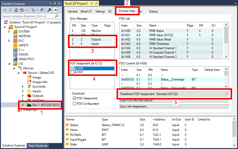 Selection of the process data 1: