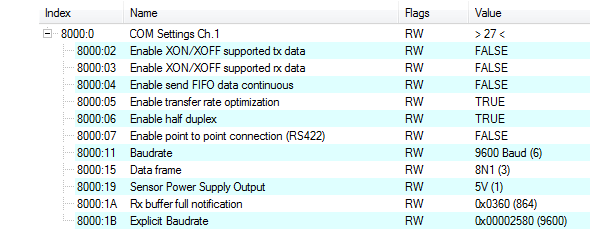 Setting the interface parameters 1: