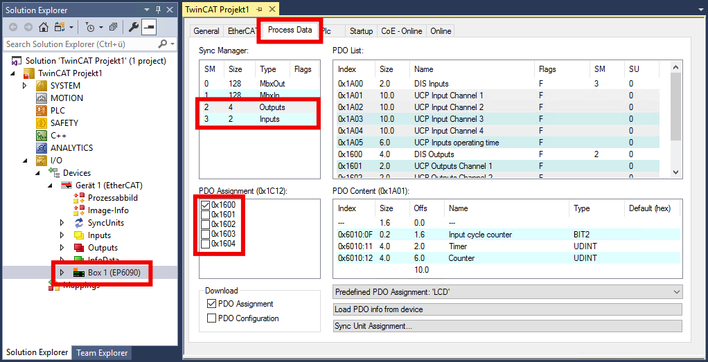 Configuring the process image 1:
