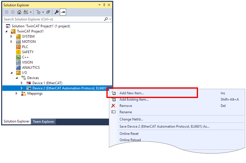 Setup in TwinCAT 3 5: