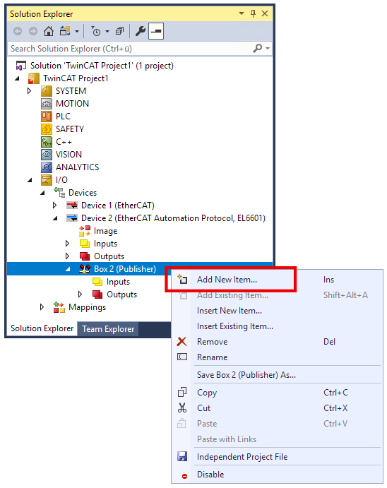 Setup in TwinCAT 3 6: