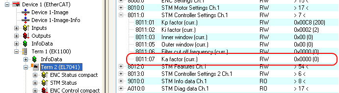 Configuration of the main parameters 7: