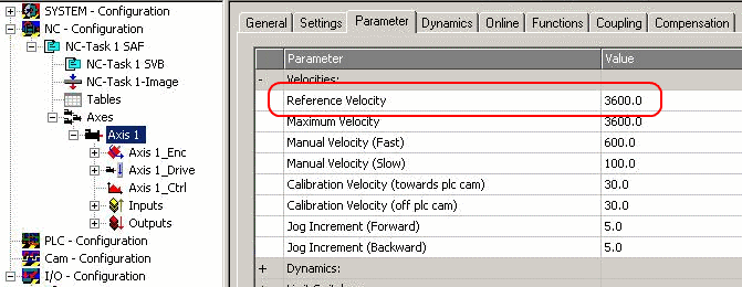Configuration of the main parameters 8: