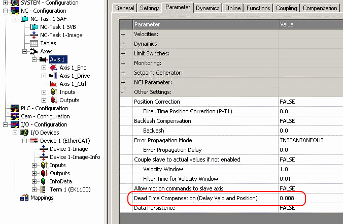 Configuration of the main parameters 9: