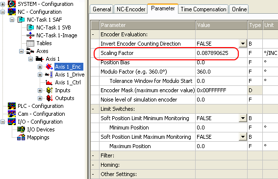 Configuration of the main parameters 10: