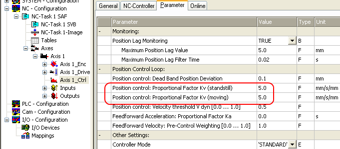 Configuration of the main parameters 13: