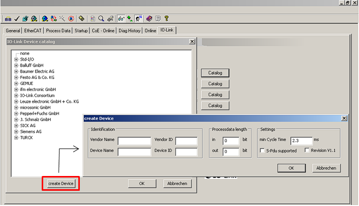 3. Manual Insertion via catalog ("Catalog" button) 1: