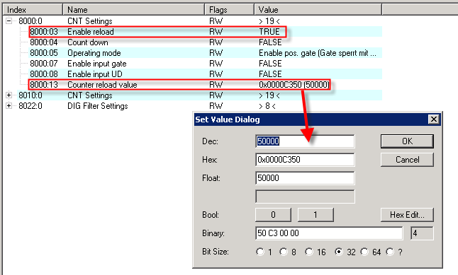 Counter settings 3: