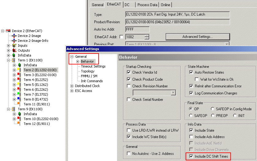 Distributed Clocks settings in the TwinCAT System Manager (2.11) 10: