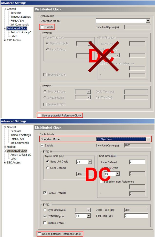 EtherCAT Distributed Clocks - default settings 13: