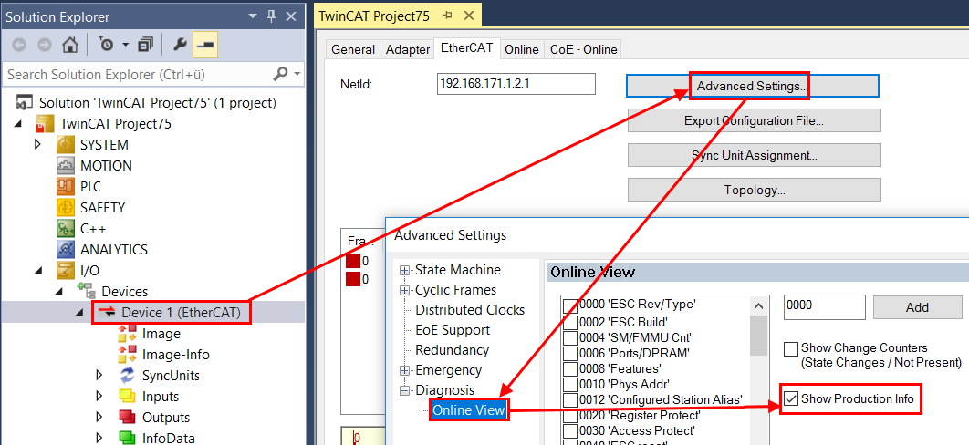 Version identification of EtherCAT devices - online V2 4: