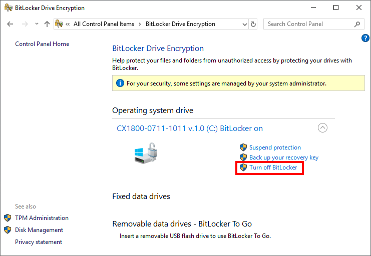 Disabling BitLocker 2:
