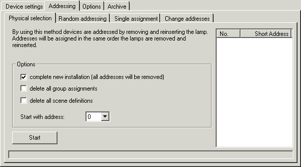 Addressing the DALI devices 1: