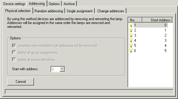 Addressing the DALI devices 4: