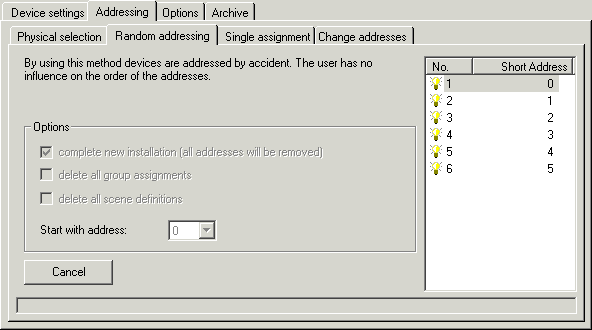 Addressing the DALI devices 6: