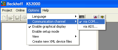 Communication via a COM port 1: