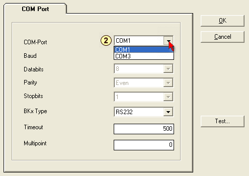 Communication via a COM port 3: