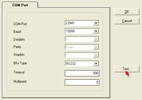 Communication via a COM port 8: