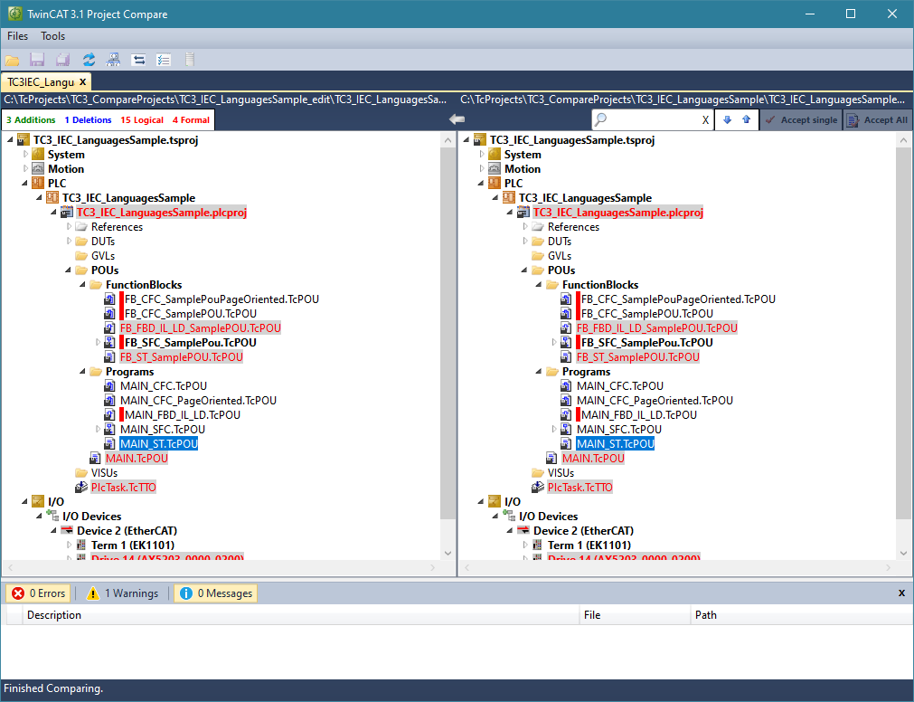 Use of the TcProjectCompare 3: