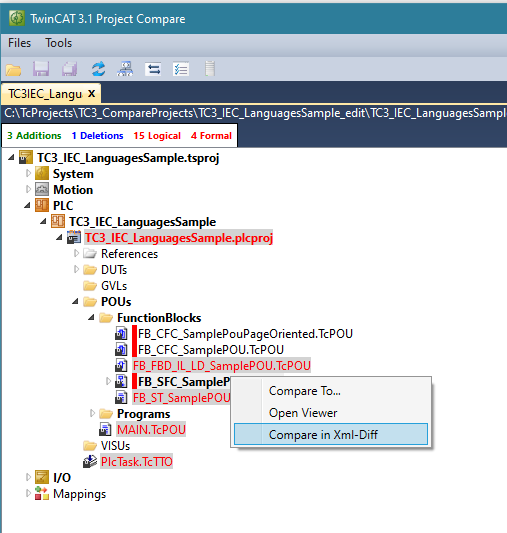 Use of the TcProjectCompare 7: