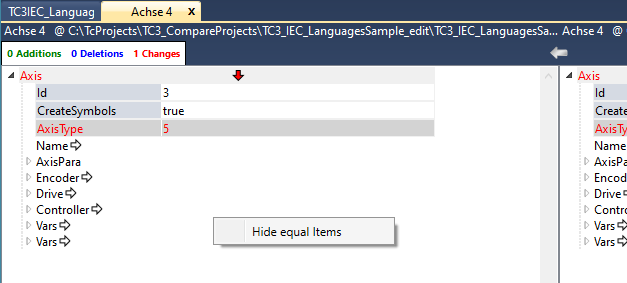 XML comparison window 9: