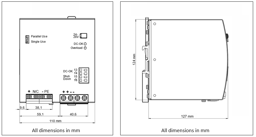 Dimensions and weight 1: