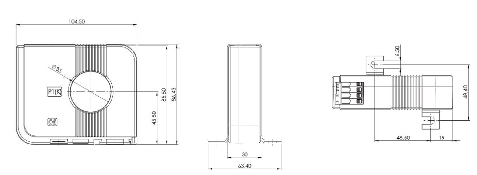 SCT4216-0025 | Ring-type CT, differential current type A, 25 A AC, size 2 1: