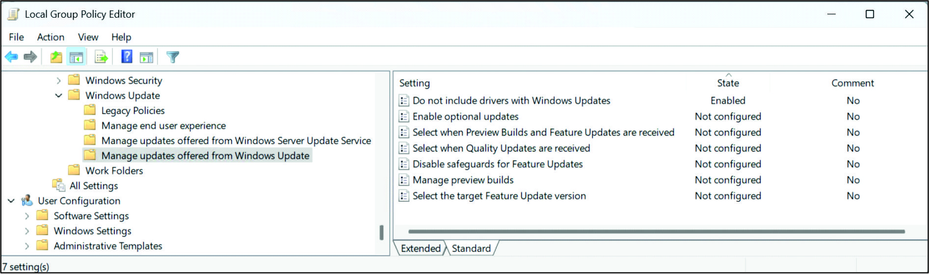 Update settings 3: