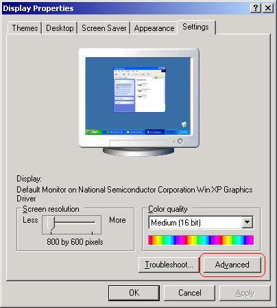 Adjust the screen resolution 1: