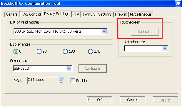 Calibrating the touch panel 1: