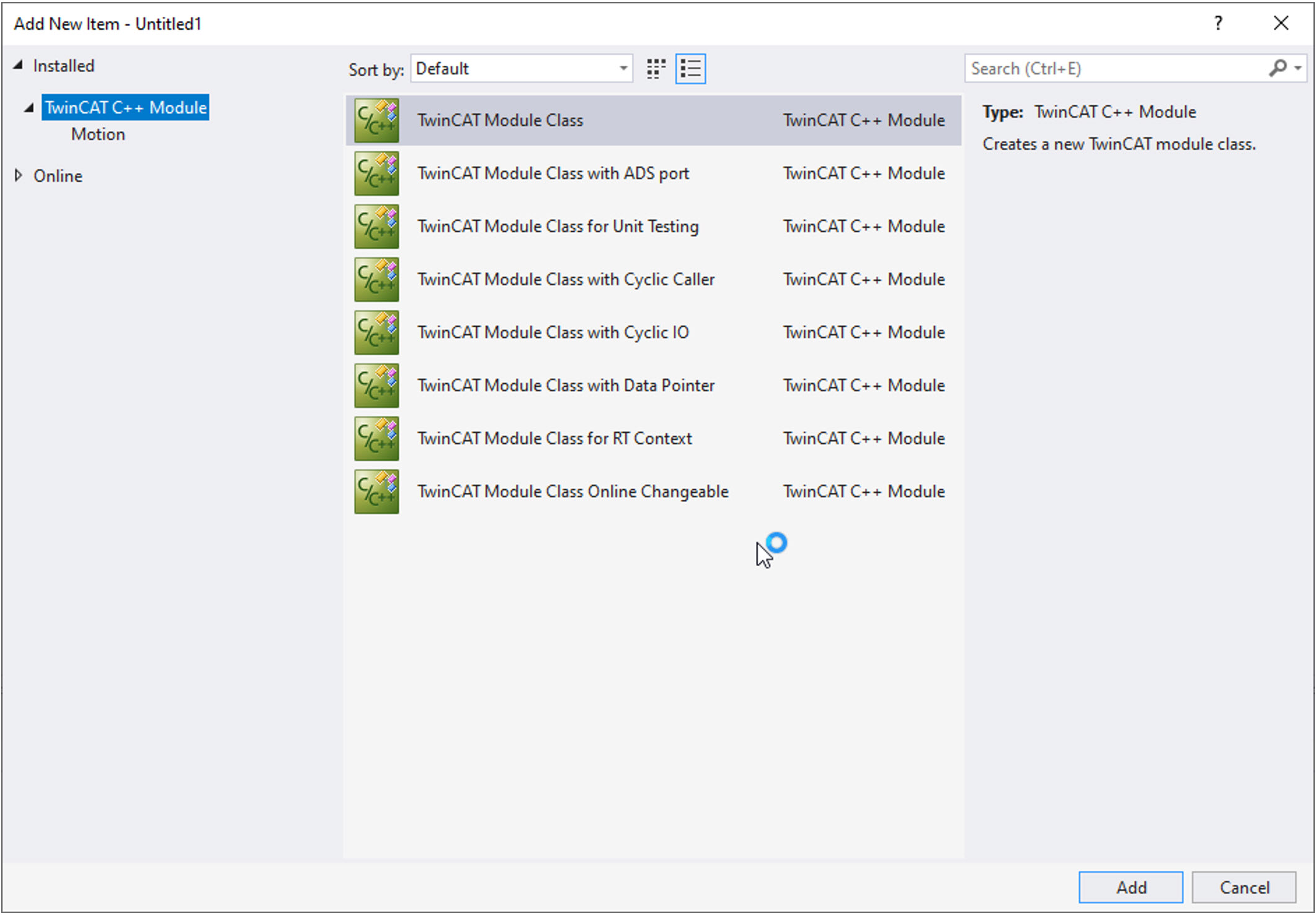Create TwinCAT 3 C++ project 3: