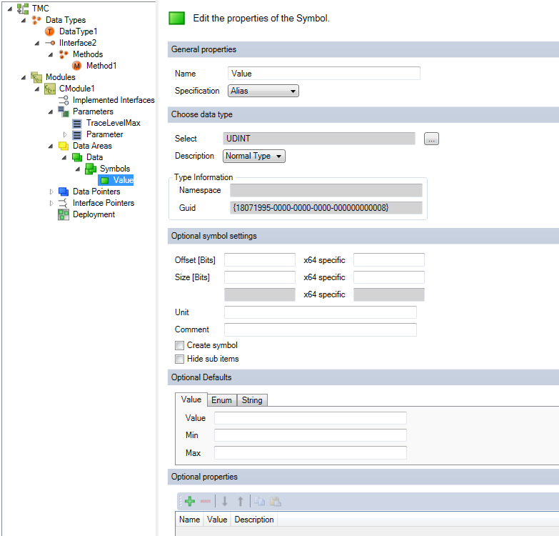 Data Areas Properties 1: