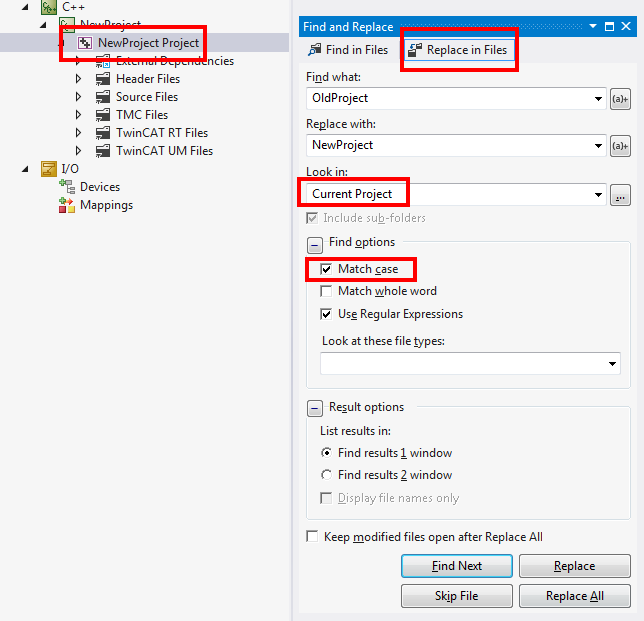 Renaming TwinCAT C++ projects 2: