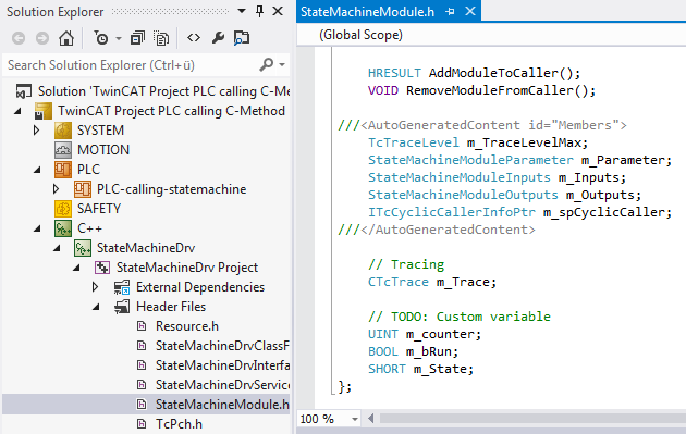 TwinCAT 3 C++ module providing methods 19: