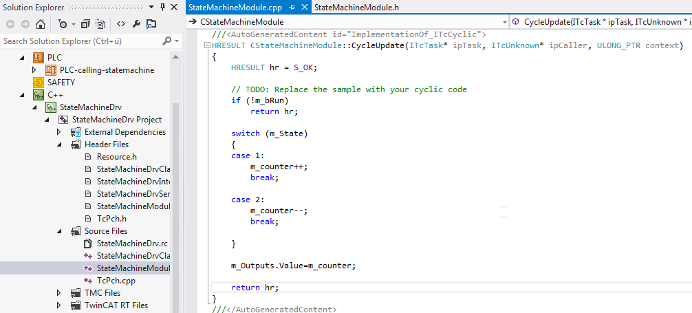 TwinCAT 3 C++ module providing methods 21: