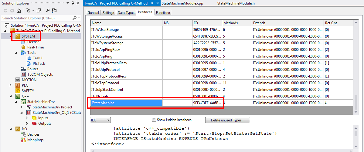 Calling methods offered by another module via PLC 2: