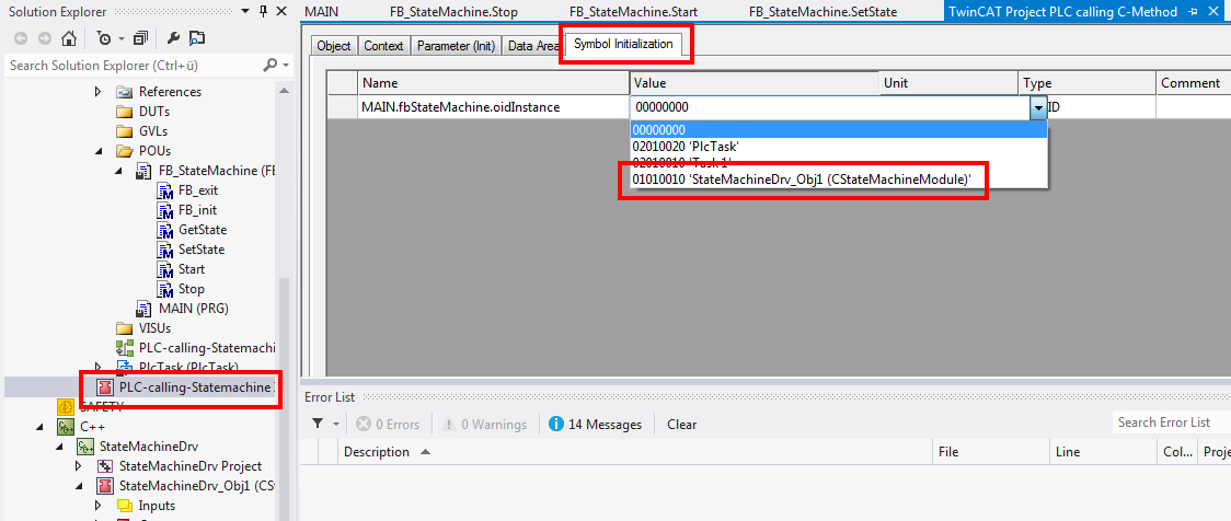 Calling methods offered by another module via PLC 22: