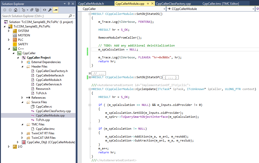 Sample13: Module communication: Method call C++ module to PLC module 5: