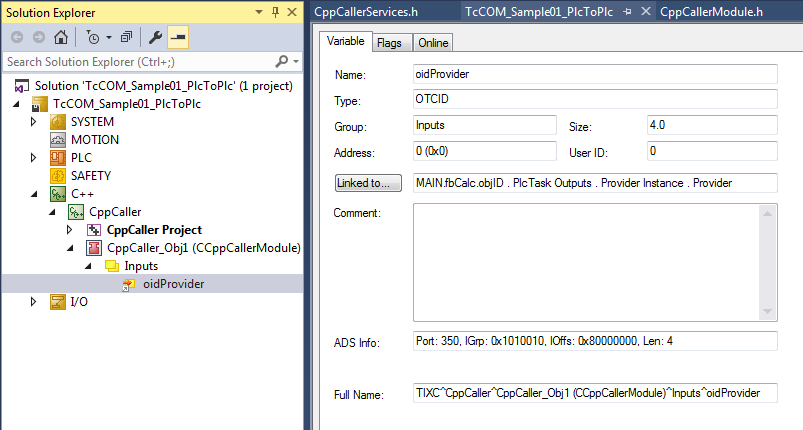 Sample13: Module communication: Method call C++ module to PLC module 6: